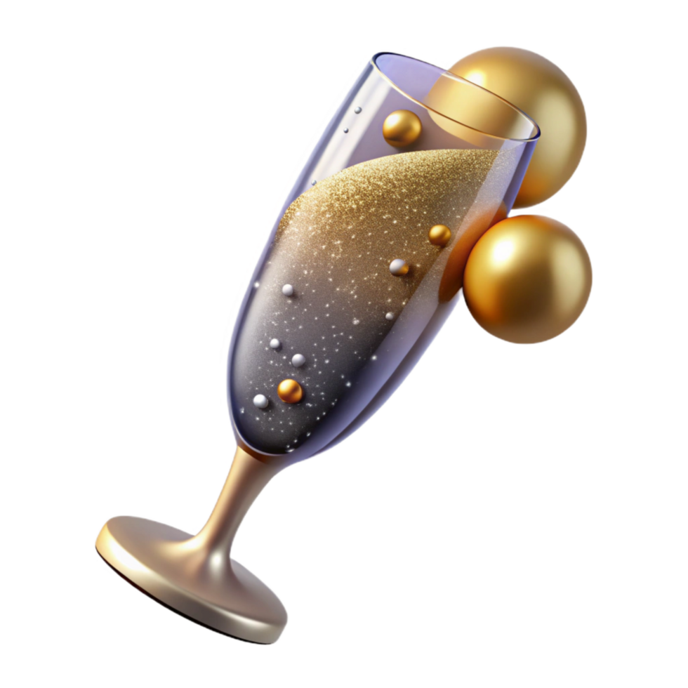 impressive contemporary Sparkling Champagne Glass Cutout with Bubbles high quality png