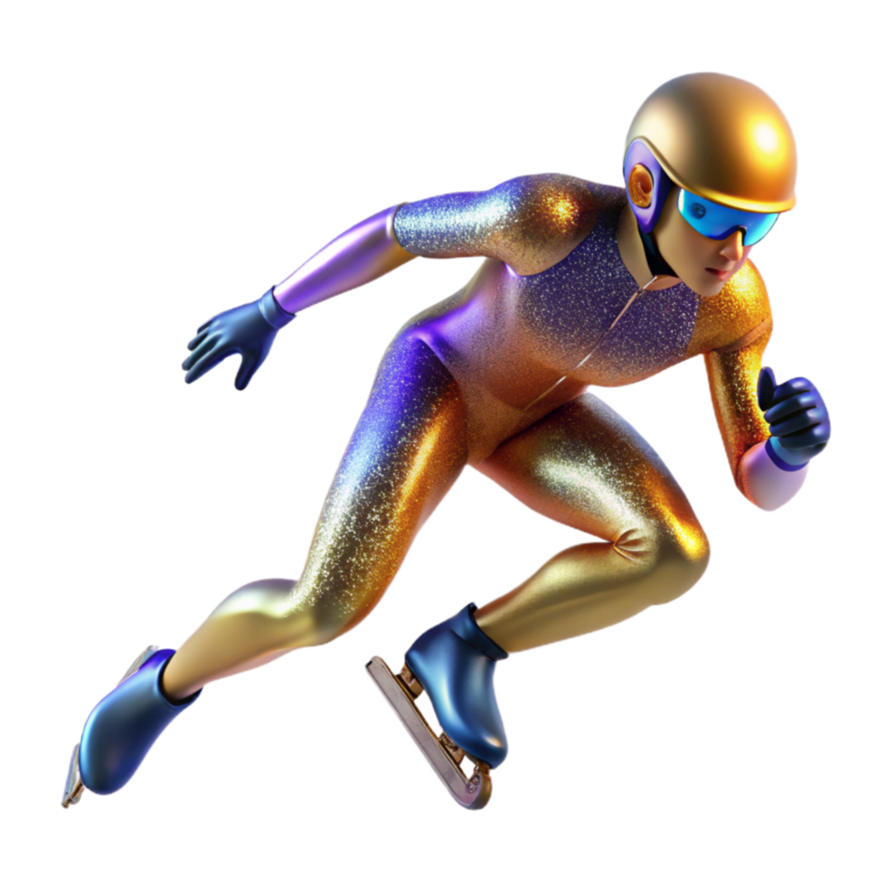 stunning rustic Speed Skater in Motion Blur Isolated Element with Dynamic Angle authentic png