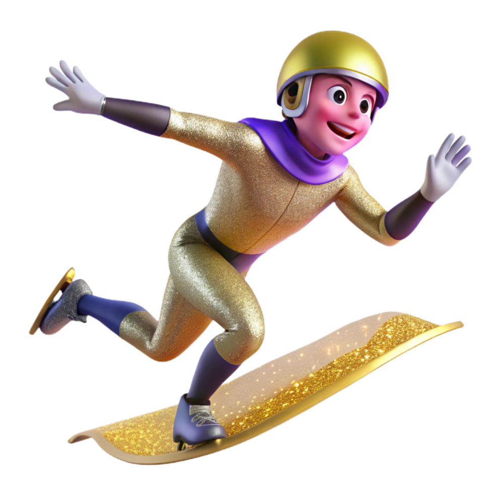 extraordinary abstract Speed Skater Crossing Finish Line Cutout with Winning Pose authentic png