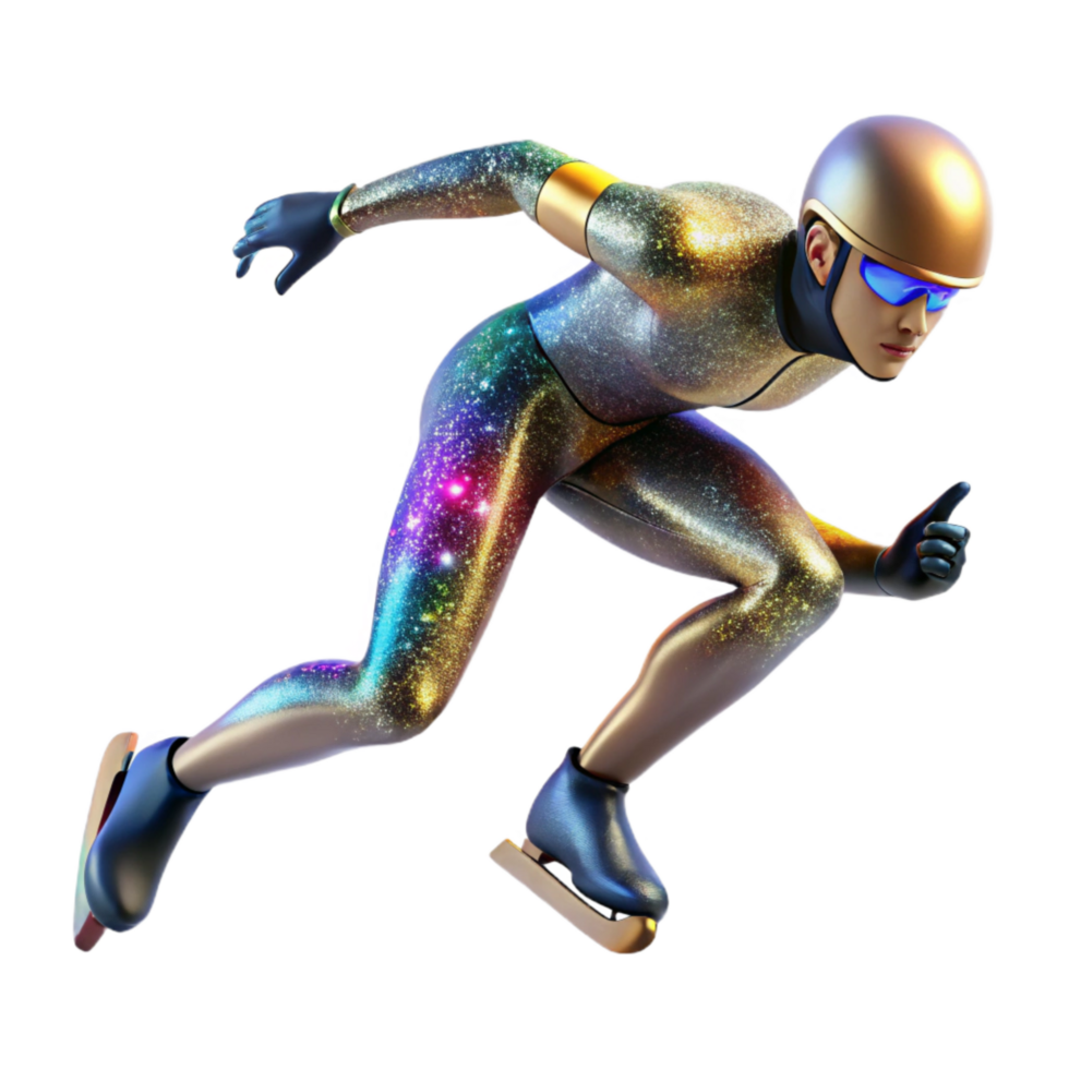 elegant traditional Speed Skater in Motion Blur Isolated Element with Dynamic Angle png