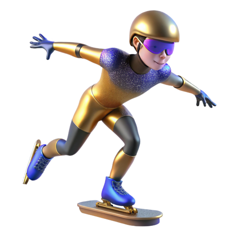 vibrant rustic Speed Skater Maintaining Balance Isolated Element with Controlled Motion png