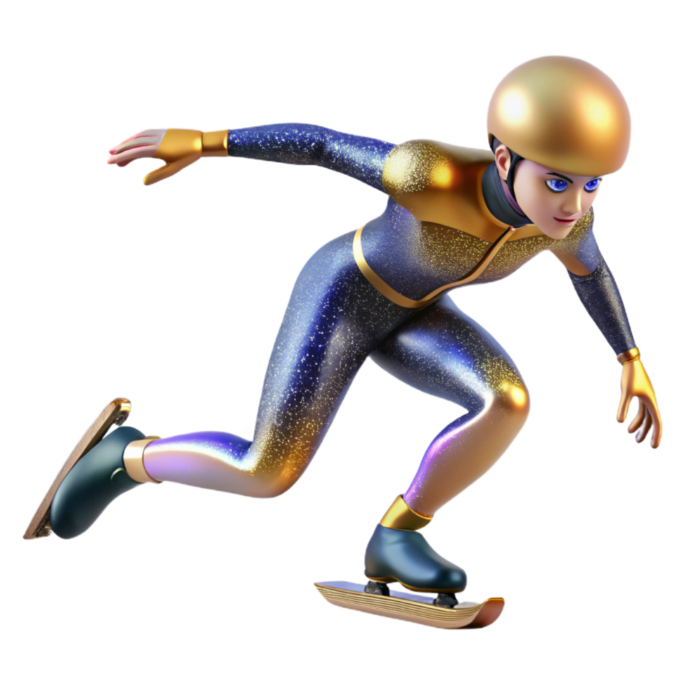 serene traditional Speed Skater Maintaining Balance Isolated Element with Controlled Motion high resolution png