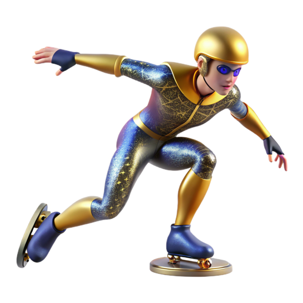 serene traditional Speed Skater Maintaining Balance Isolated Element with Controlled Motion original png