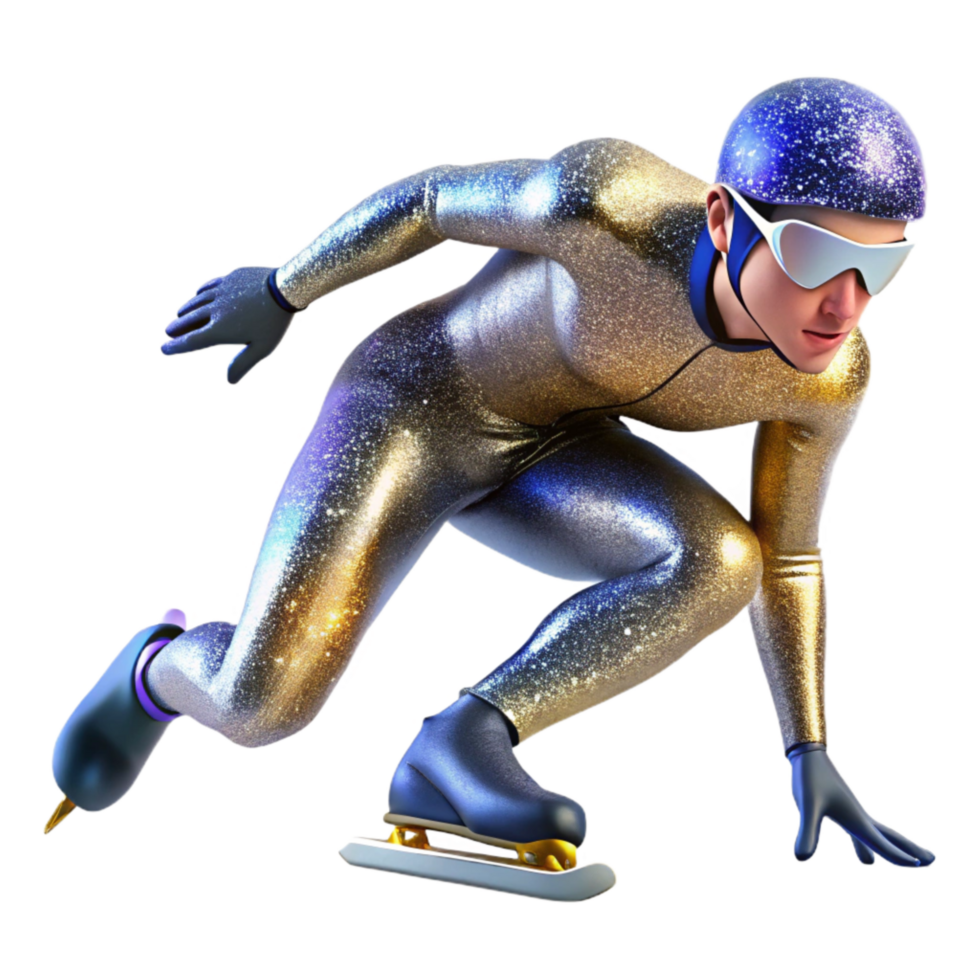 beautiful modern Speed Skater in Starting Position Transparent original png
