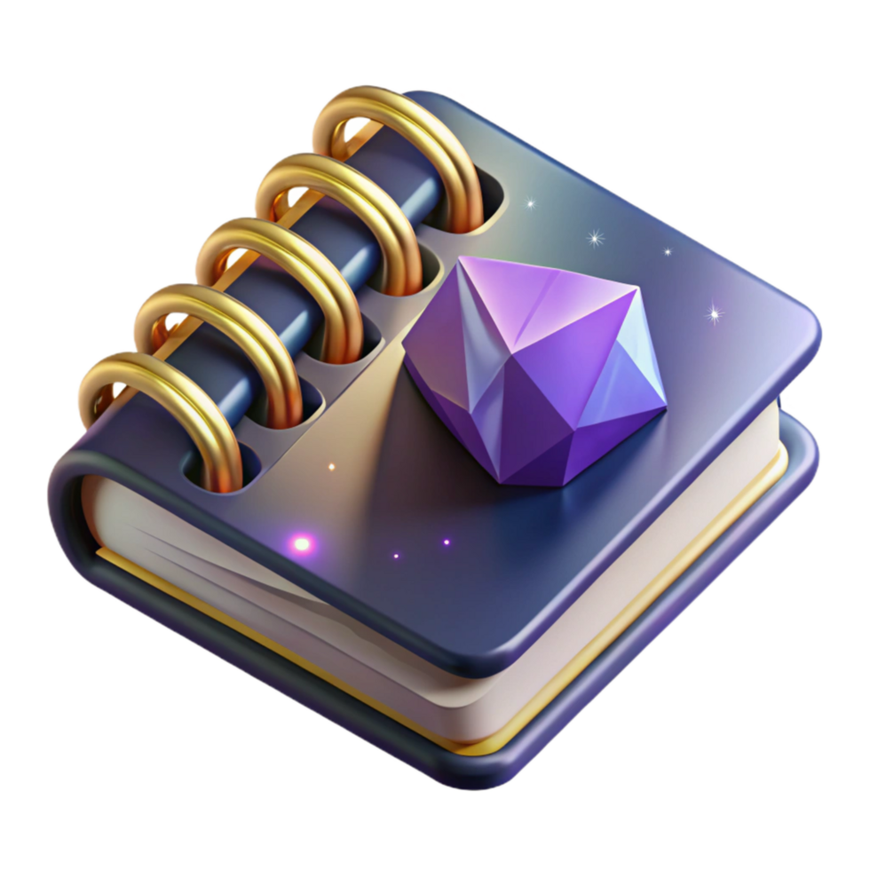 serene classic Spiral Notebook Isometric View Isolated on Transparent Background exclusive png