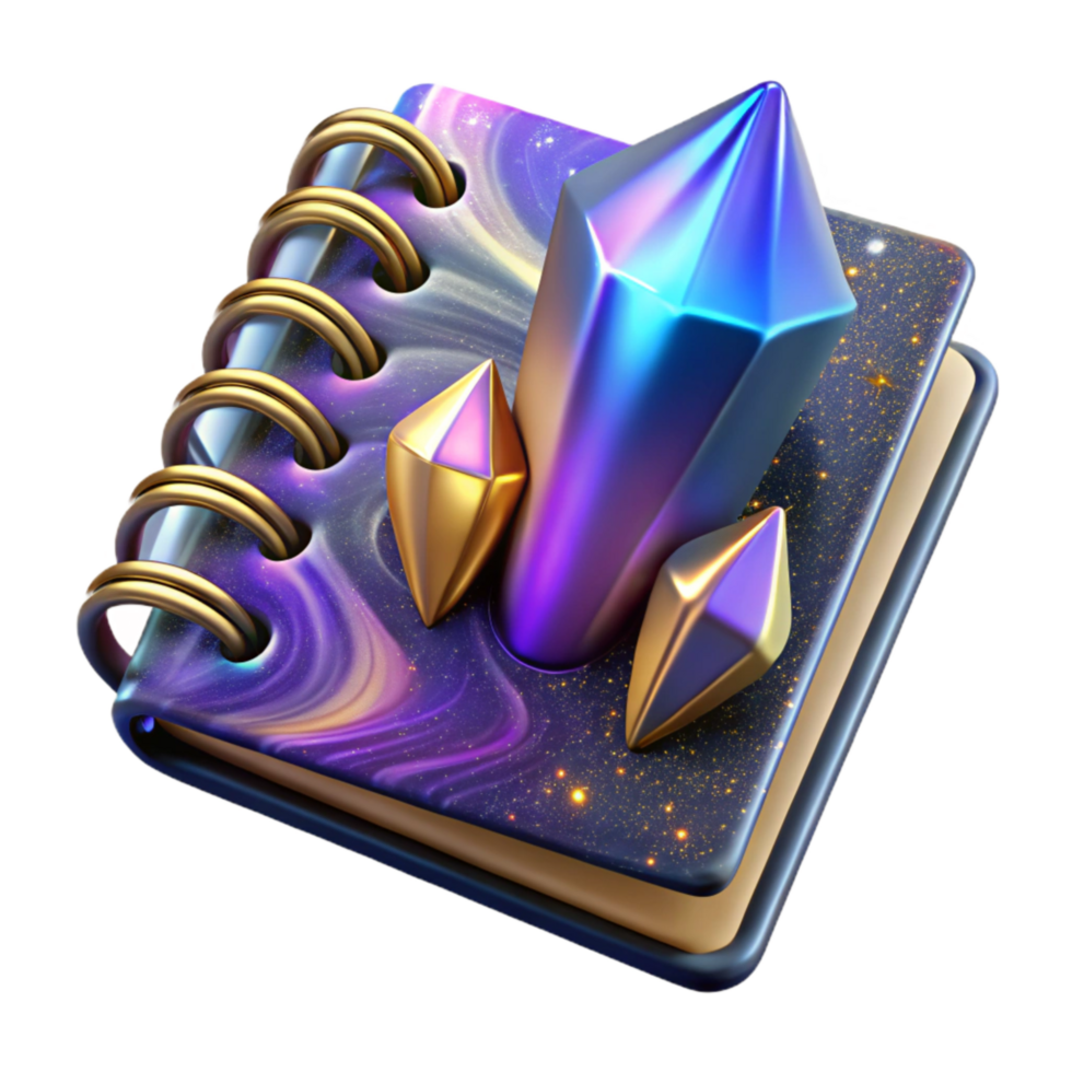dramatic modern Spiral Notebook with Colorful Cover Transparent Background detailed png