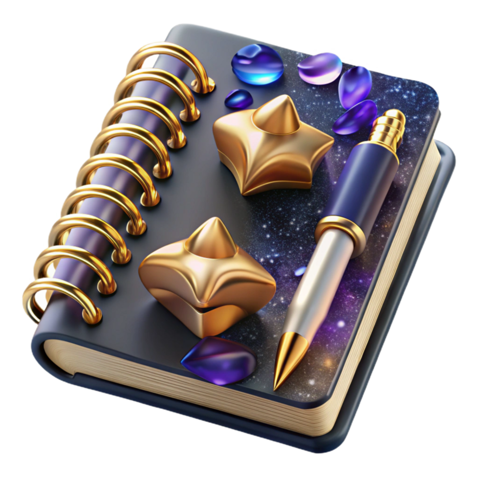 beautiful traditional Spiral Notebook with Pen Top View Transparent Cutout png