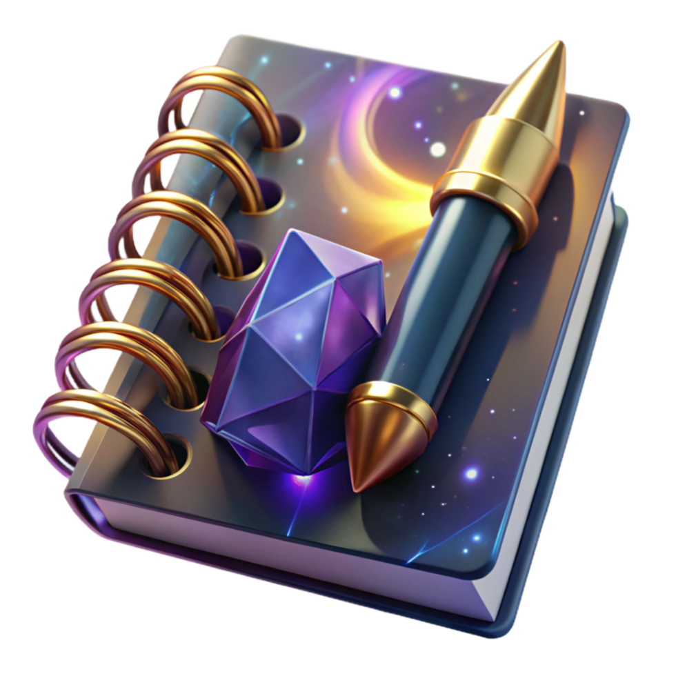 beautiful minimalist Spiral Notebook with Pen Top View Transparent Cutout high quality png
