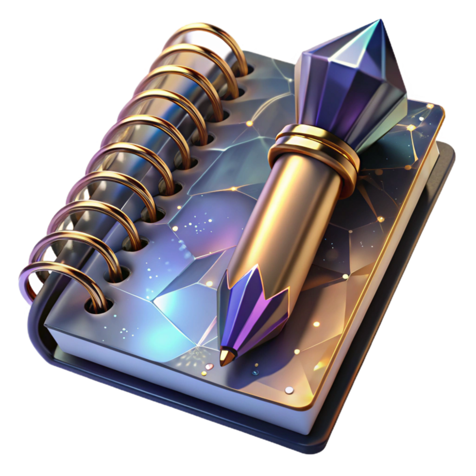 impressive abstract Spiral Notebook with Pen Top View Transparent Cutout high quality png