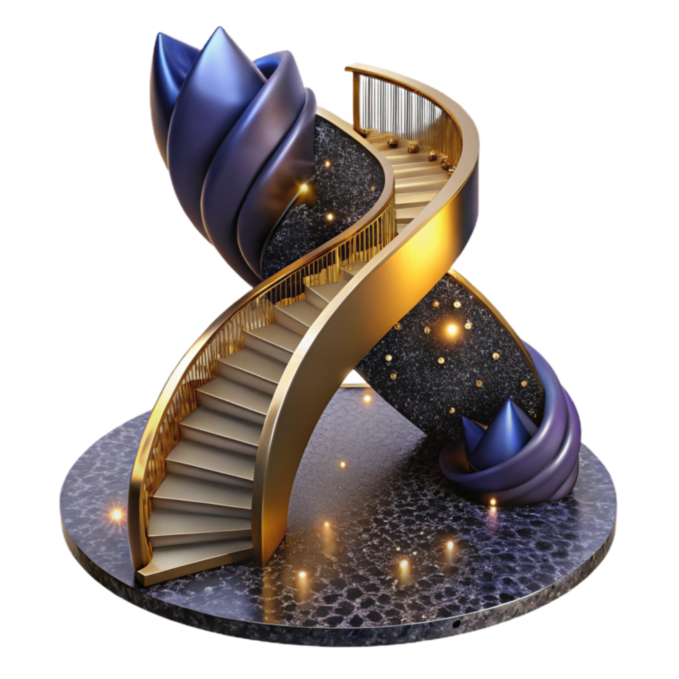 elegant contemporary Spiral Staircase Leading Down a Dark Path Cutout high resolution png