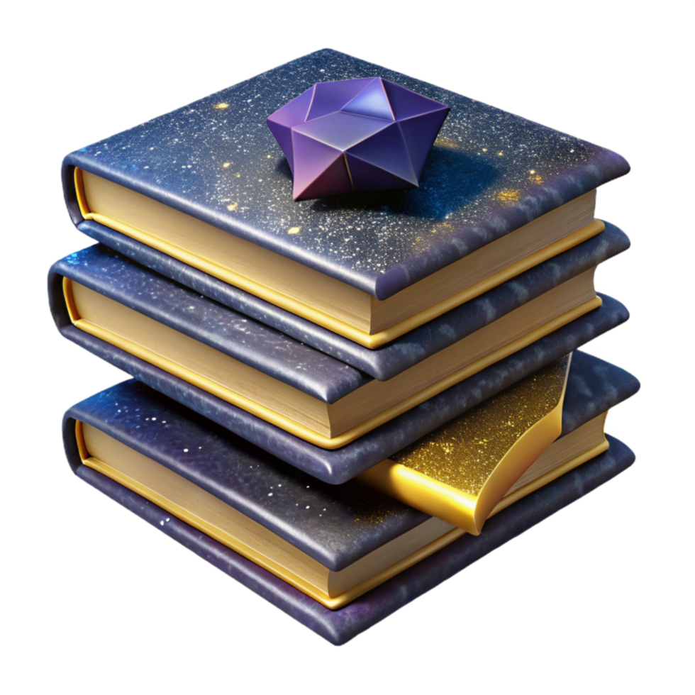vibrant creative Stack of Books Angled View Isolated Element detailed png