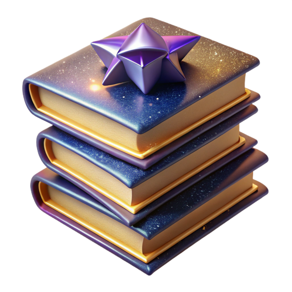 dramatic abstract Stack of Books Angled View Isolated Element detailed png
