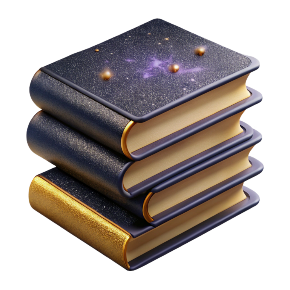 serene vintage Stack of Books Side View Cutout Isolated professional png