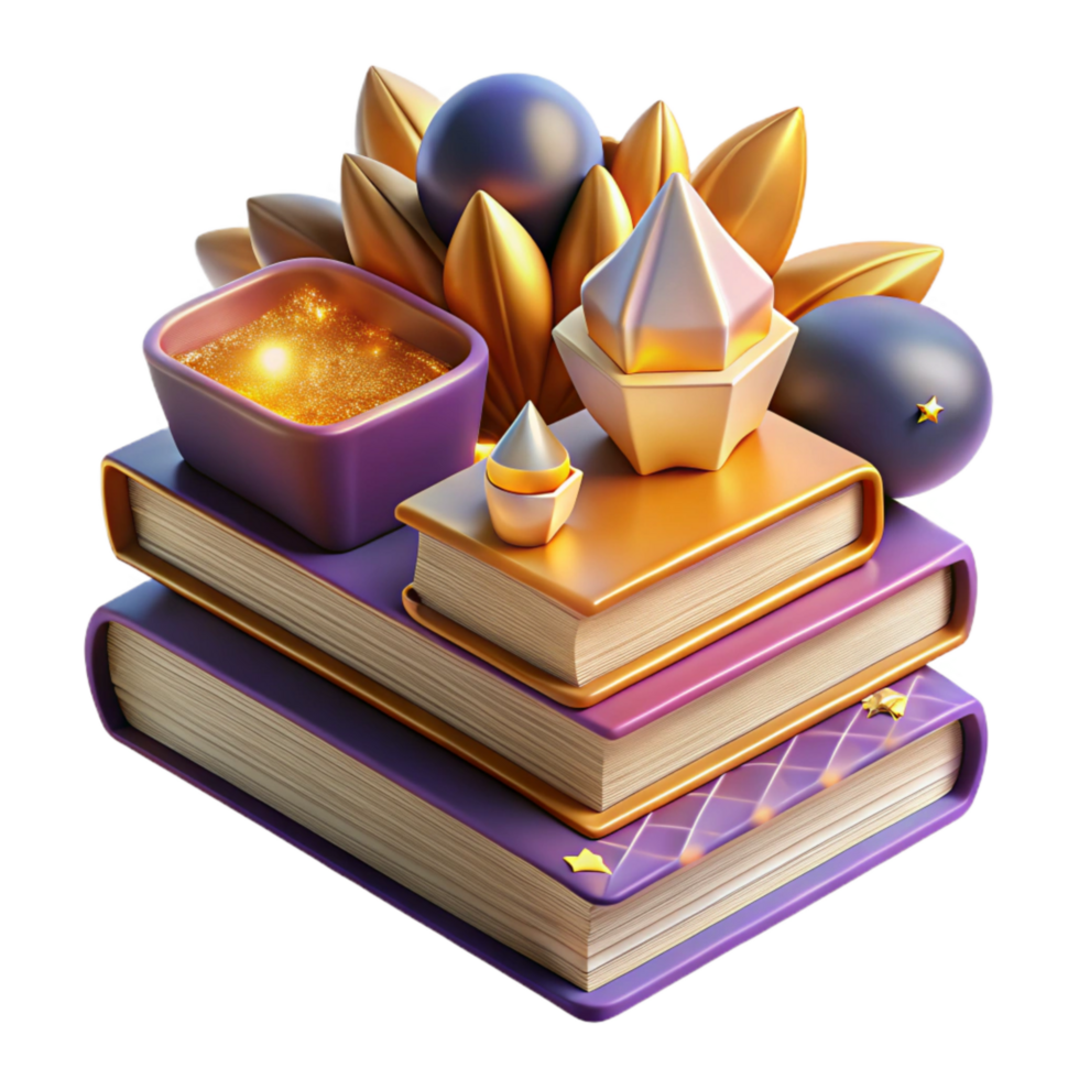 impressive classic Stack of Books with Warm Lighting Transparent high resolution png