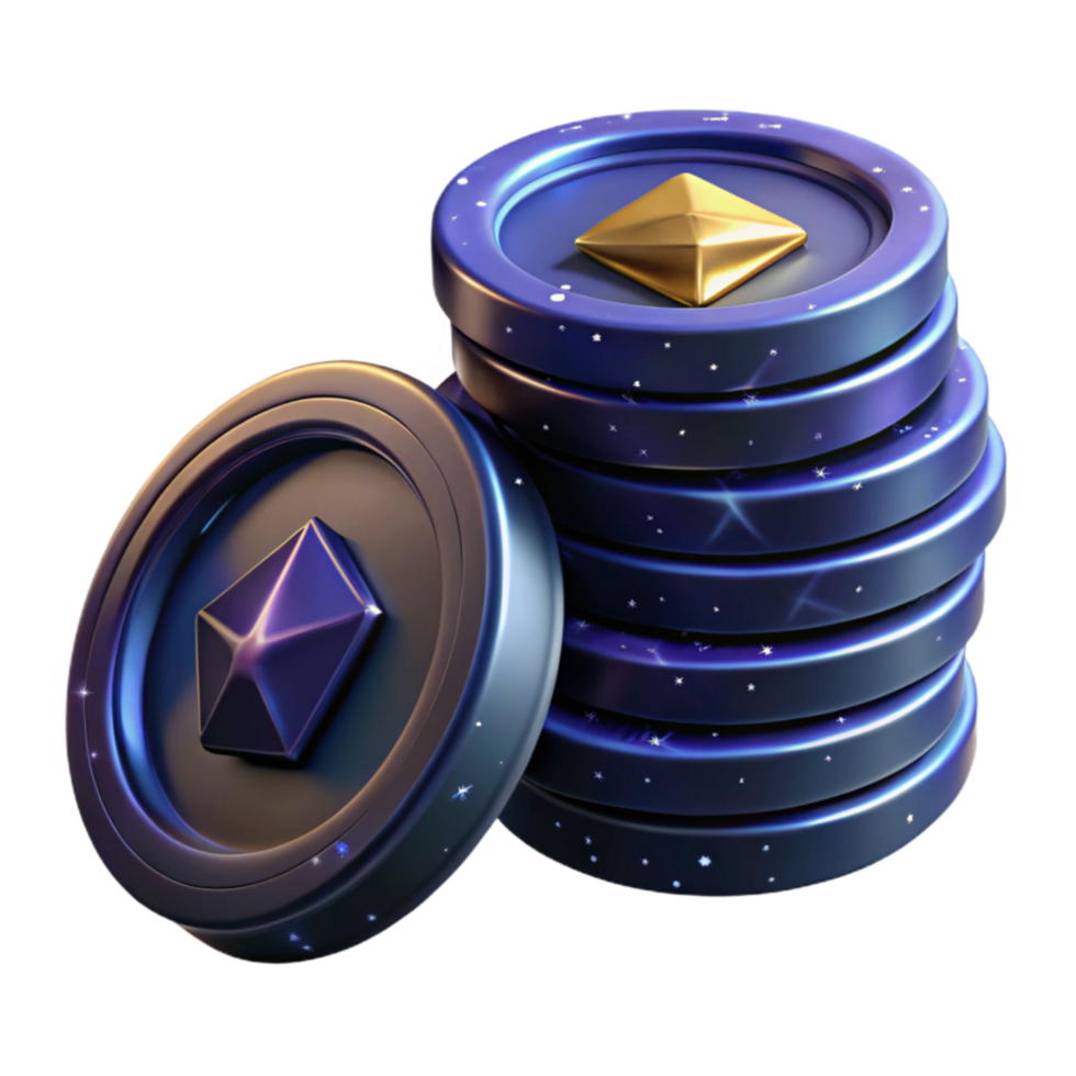 stunning contemporary Stack of Coins Angled View Isolated professional png