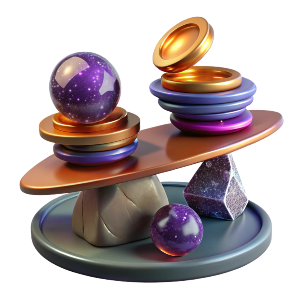 vibrant minimalist Stack of Coins Balancing Precariously on Edge of Table Transparent Background exclusive png