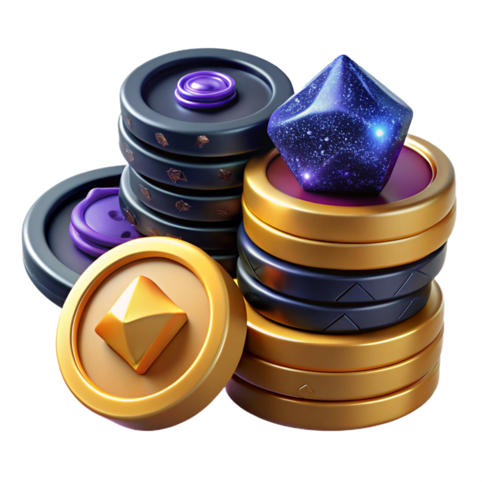 vibrant minimalist Stack of Coins Different Currencies Isolated Element exclusive png