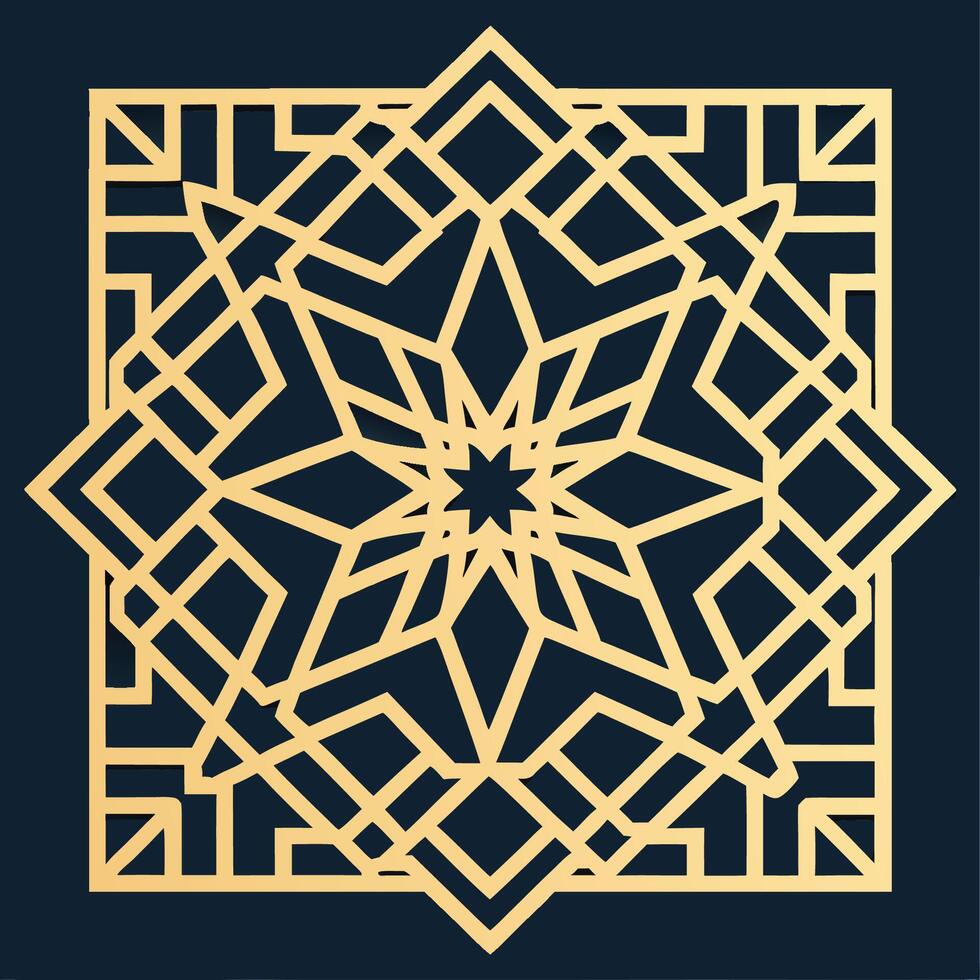 Intricate Laser Cut Wooden Panels Featuring Traditional Arabic Geometric Patterns vector