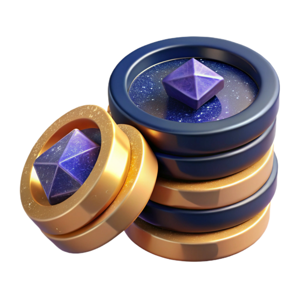 extraordinary abstract Stack of Coins Isometric View Cutout Gold Color professional png