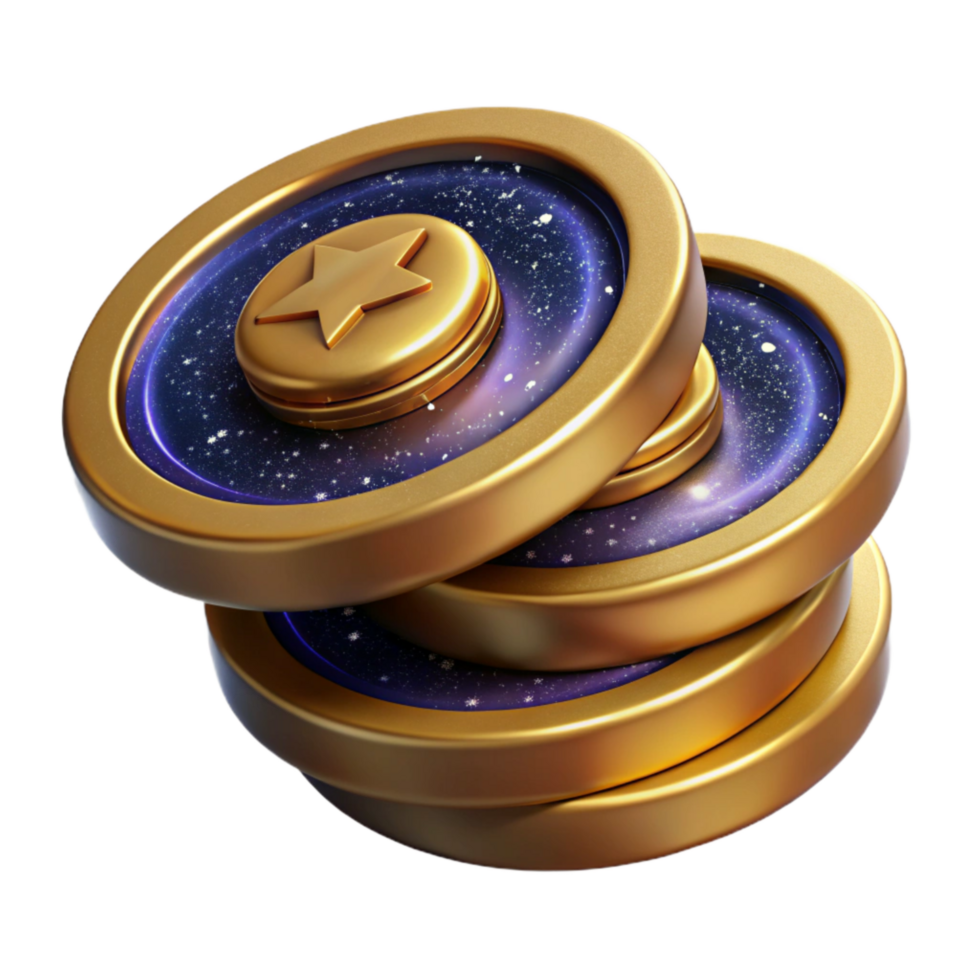 wonderful abstract Stack of Coins Isometric View Cutout Gold Color png