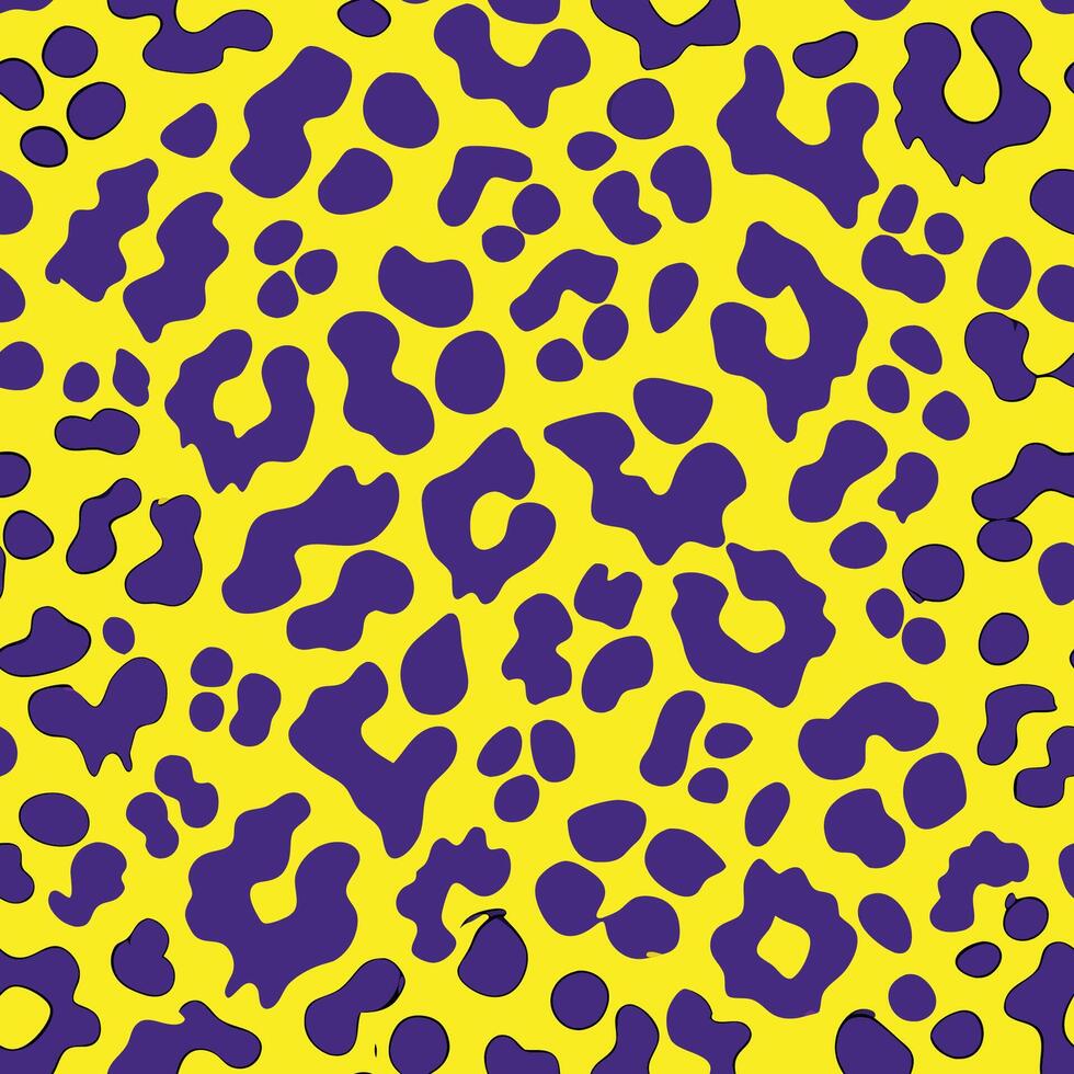 Yellow and Purple Animal Motif Leopard Pattern vector