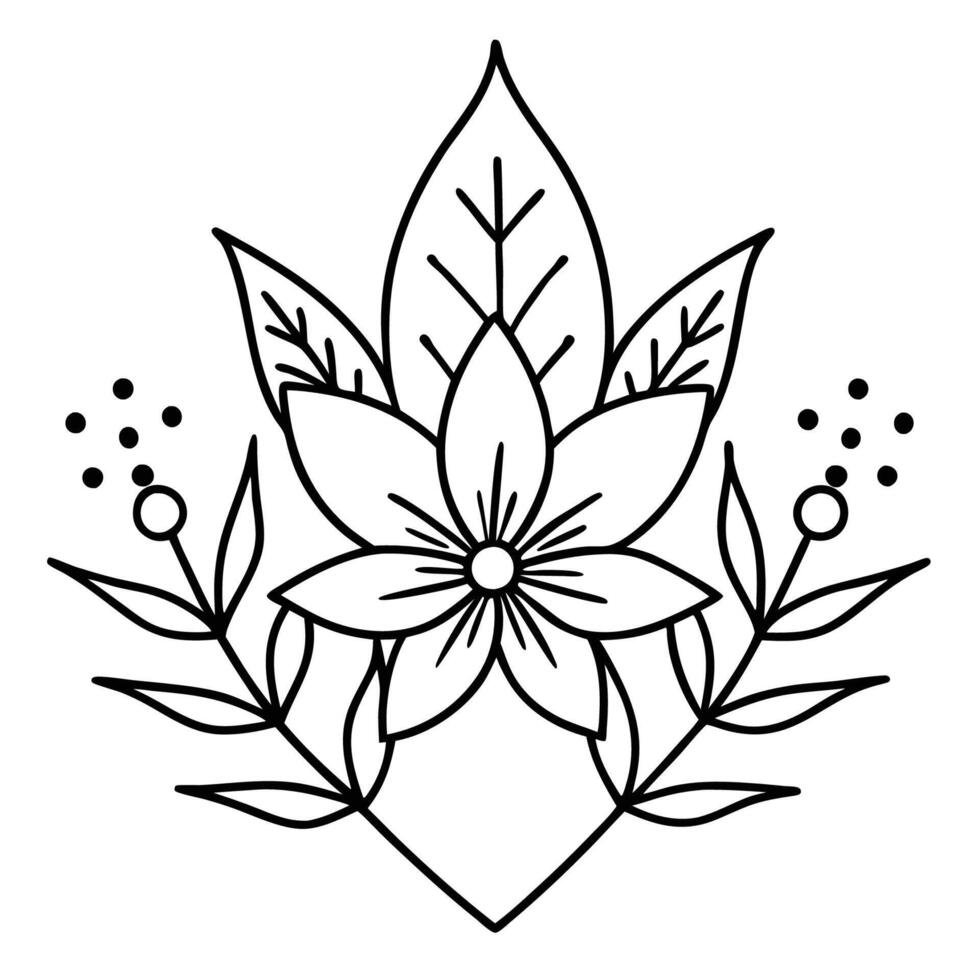 Minimalist Line Art of Delicate Winter Flowers in a Botanical Setting vector