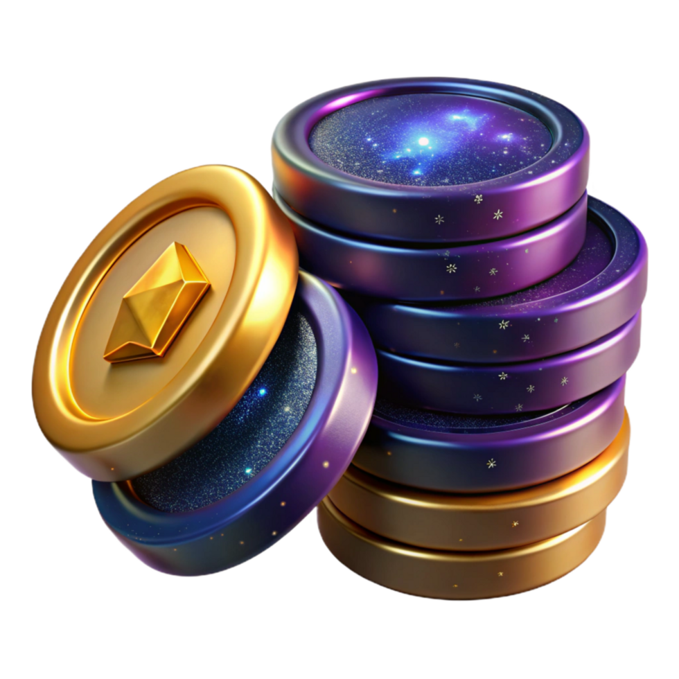 vibrant rustic Stack of Coins Side View Isolated Element high resolution png