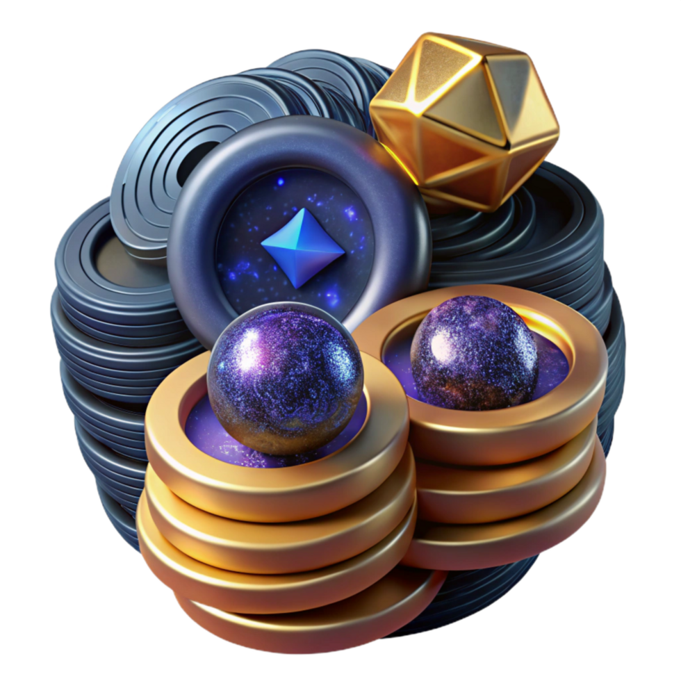 impressive vintage Stack of Coins Top View Cutout professional png