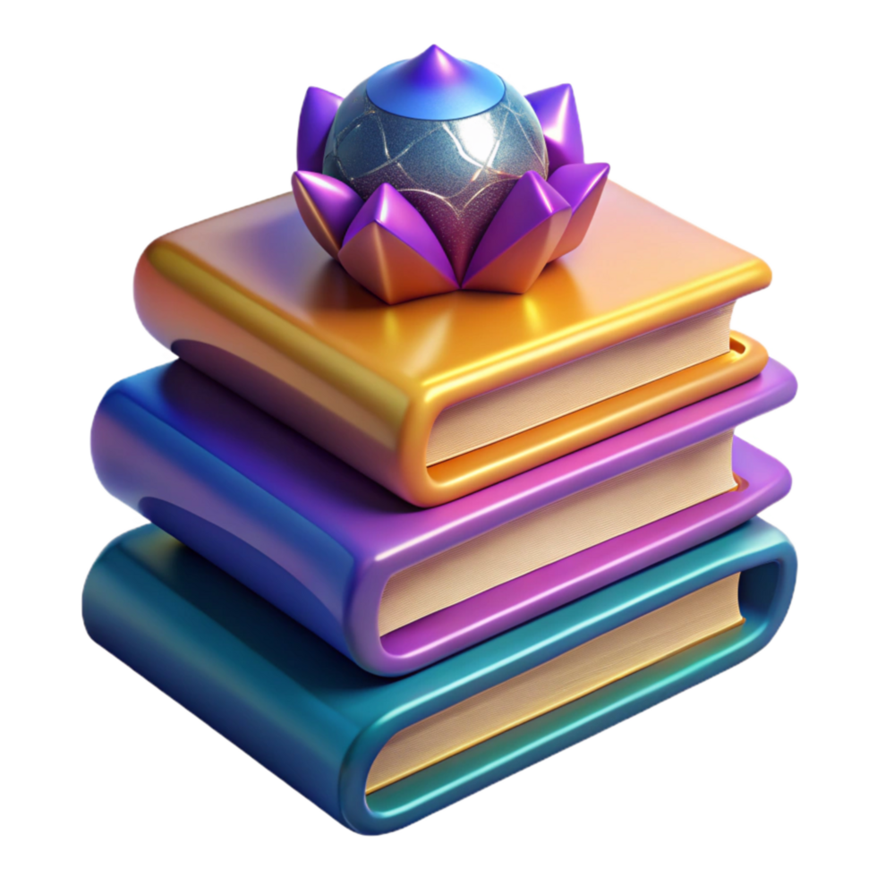 serene vintage Stack of Colorful Books Isolated png