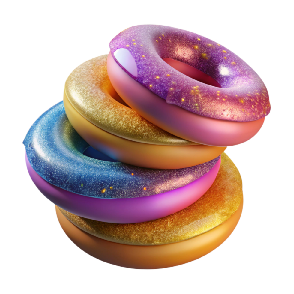 magnificent modern Stack of Colorful Donuts Top View Transparent Background premium png