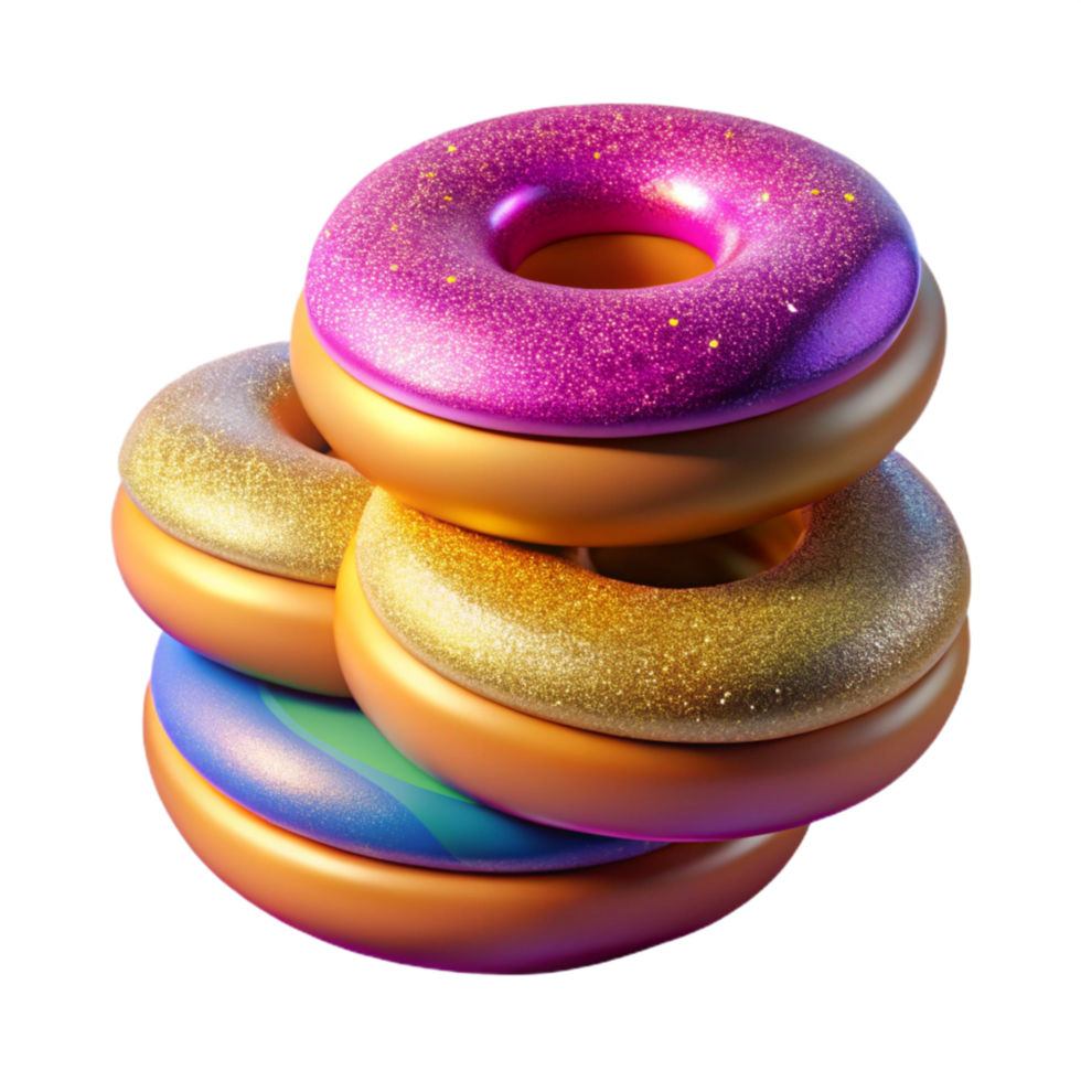 impressive creative Stack of Colorful Donuts Top View Transparent Background professional png