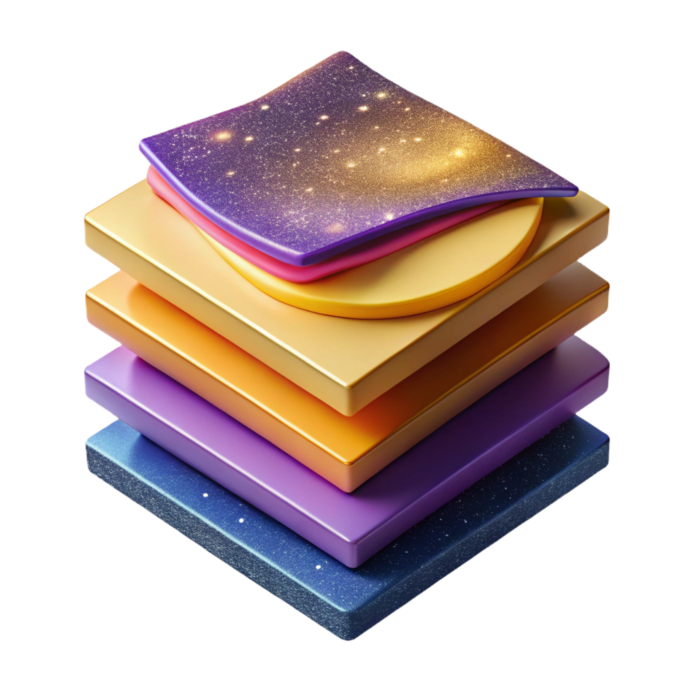 beautiful minimalist Stack of Colorful Post-it Notes Top View Transparent Background high quality png