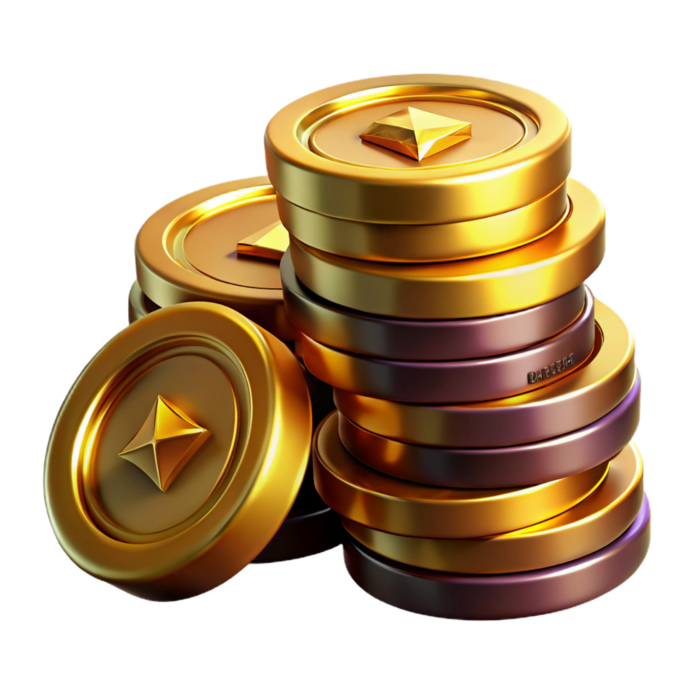 vibrant creative Stack of Gold Coins Isolated on Transparent Background original png