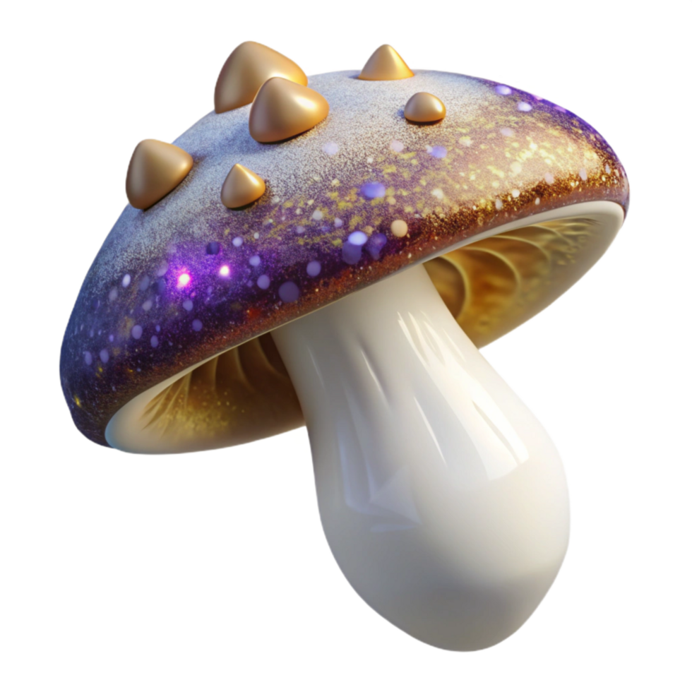 serene artistic White Mushroom Top View Cutout with Gills png