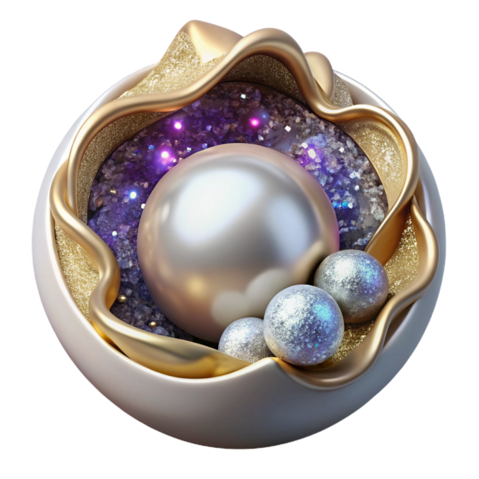 elegant artistic White Pearl Round Shape Cutout detailed png