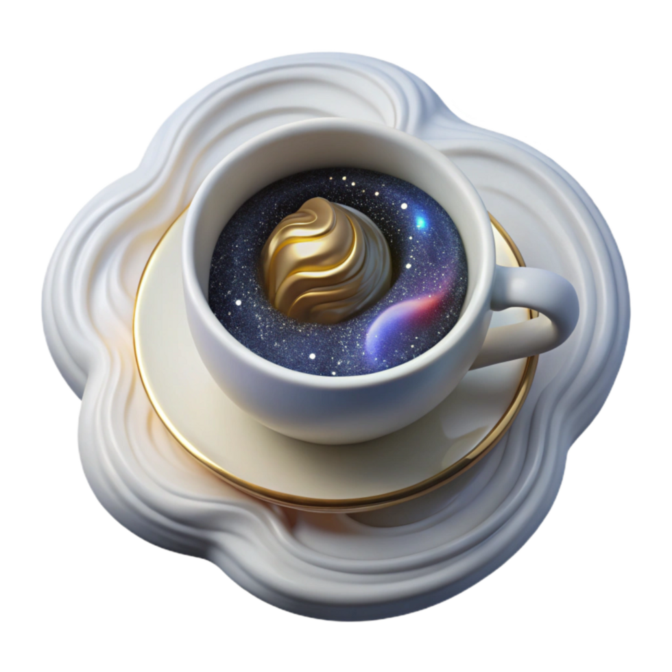 dramatic rustic White Teacup Top View with Handle Isolated original png