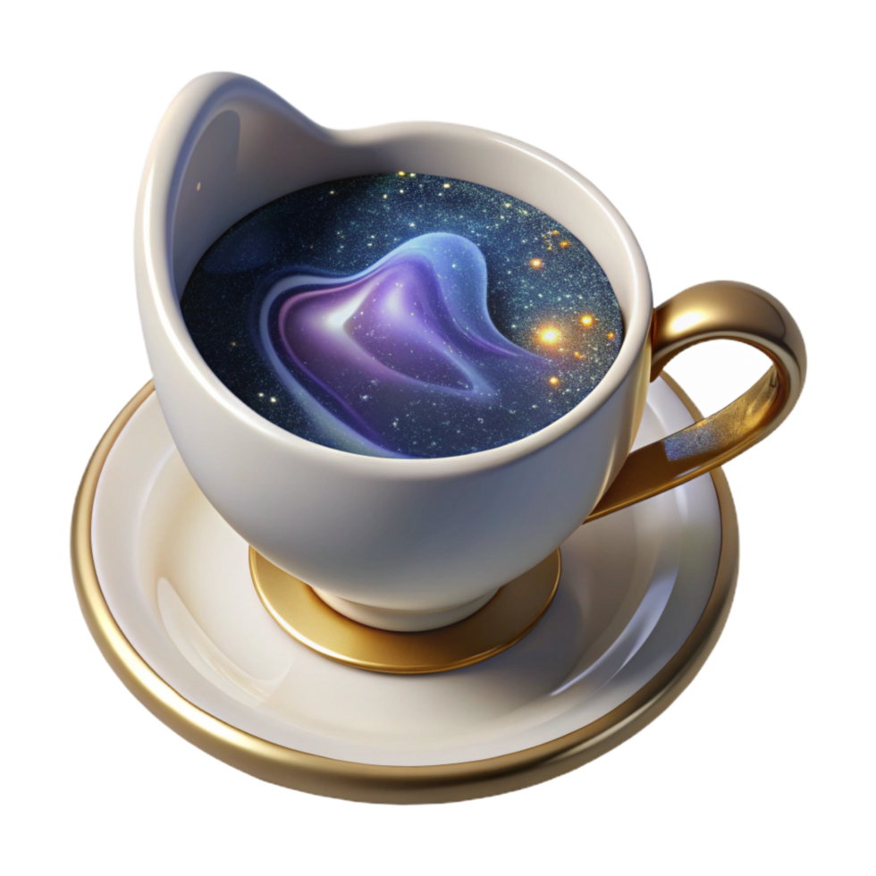 elegant artistic White Teacup Top View with Handle Isolated premium png
