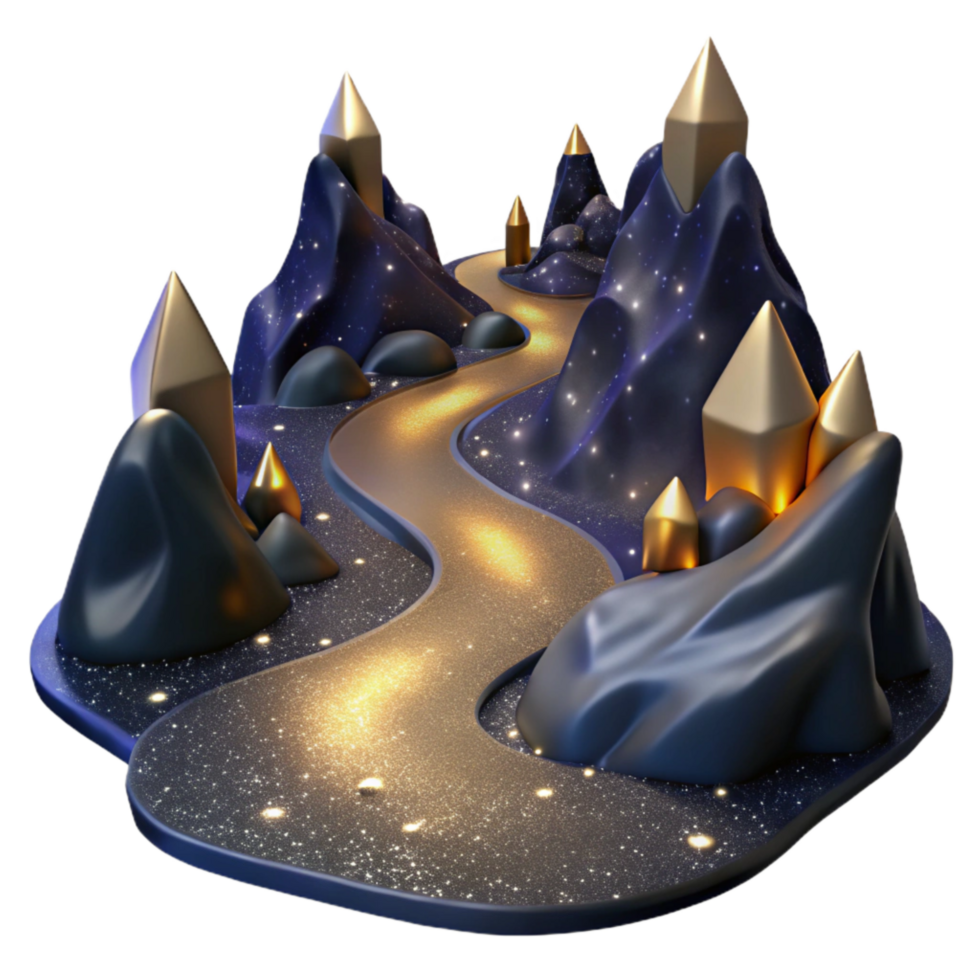 beautiful artistic Winding Mountain Path Cutout with Dramatic Shadows high quality png