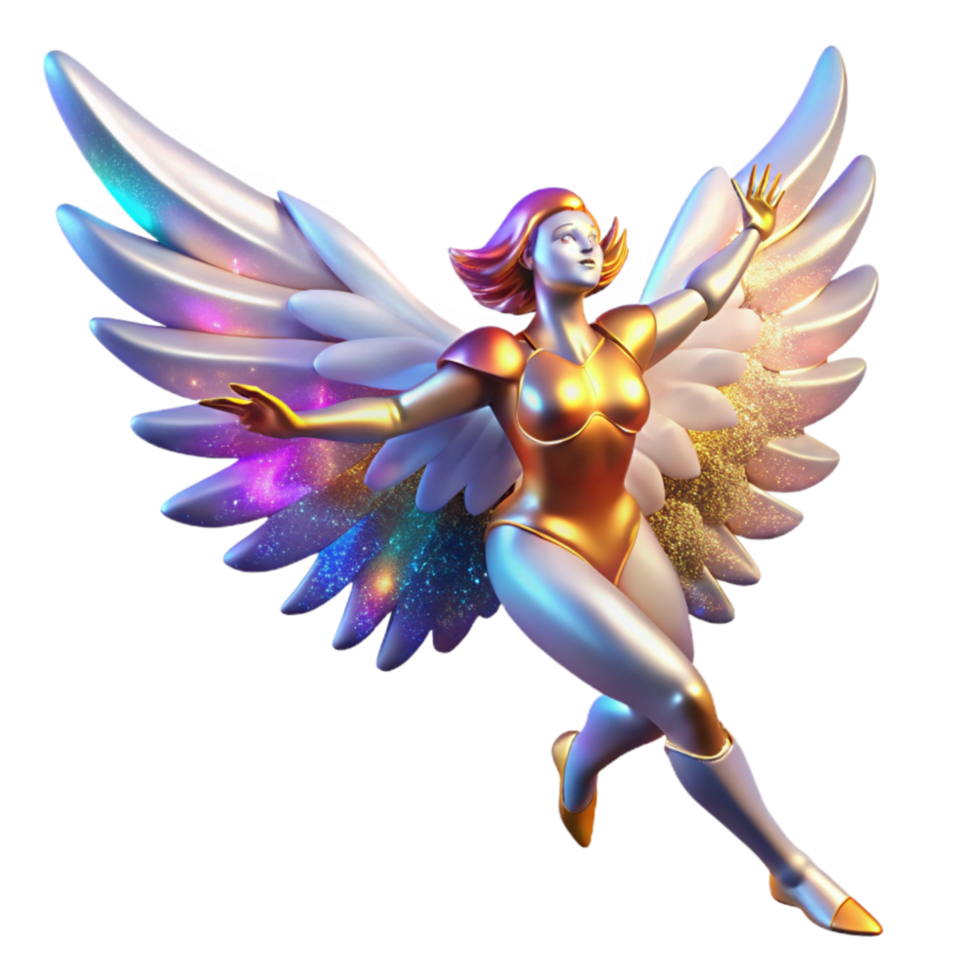 beautiful artistic Winged Figure Soaring Transparent Background with Dynamic Flight original png