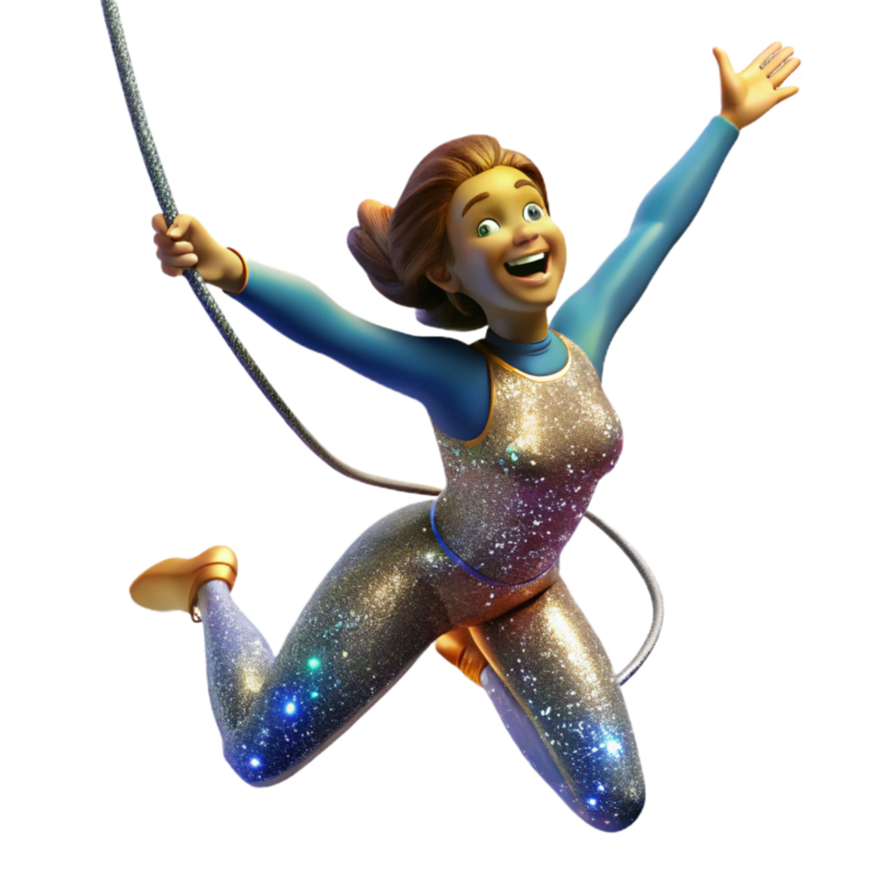 extraordinary rustic Woman Bungee Jumping Adrenaline Rush Isolated high quality png