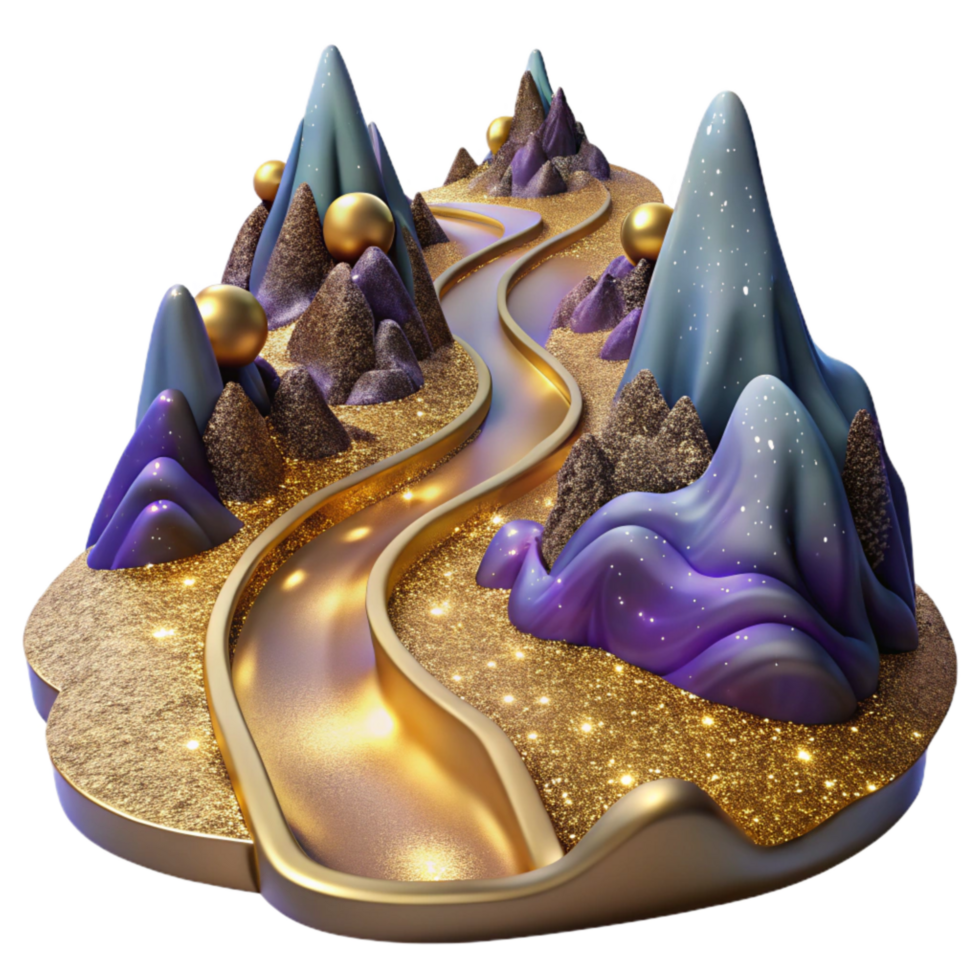 stunning artistic Winding Path Up a Mountain with Scenic Views Cutout high quality png