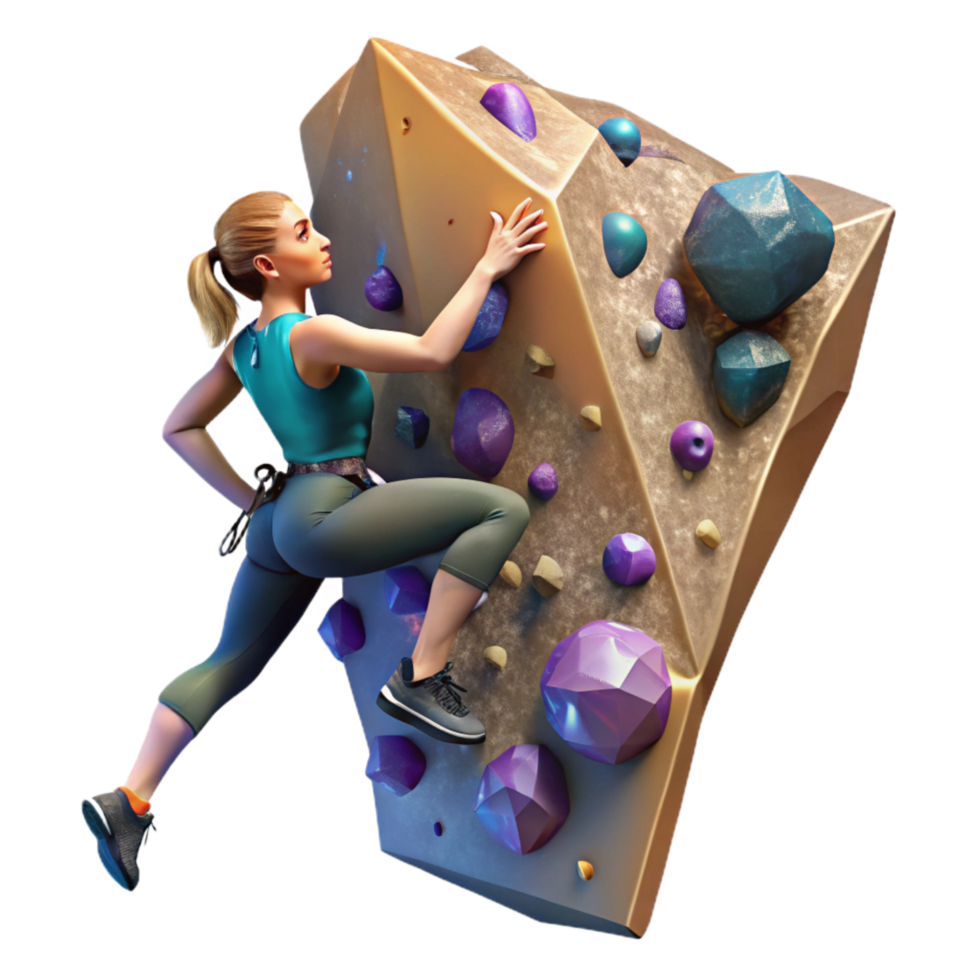 wonderful contemporary Woman Rock Climbing Up Cliff Face Transparent Background exclusive png