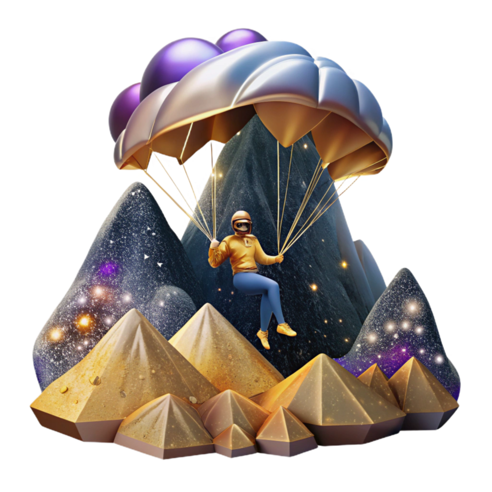 wonderful minimalist Woman Paragliding Over Mountains Cutout high quality png
