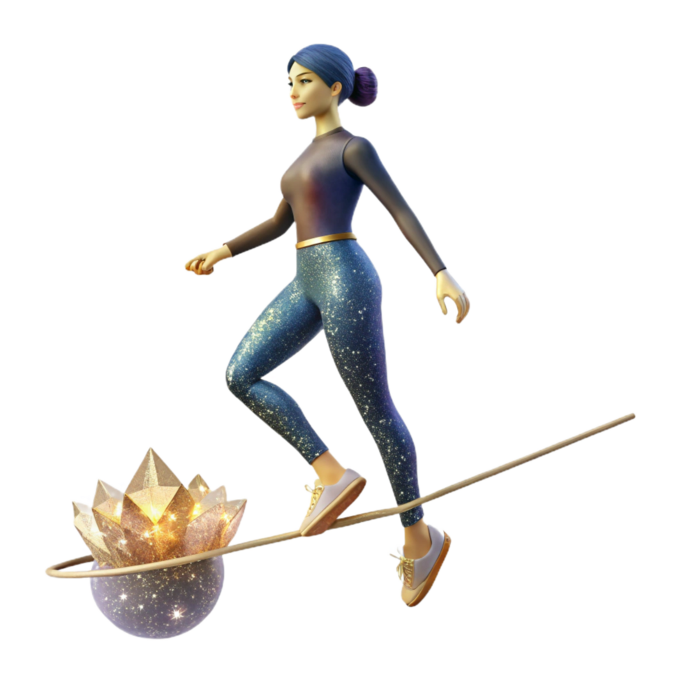 magnificent artistic Woman Walking Tightrope Silhouette Side View Cutout high resolution png