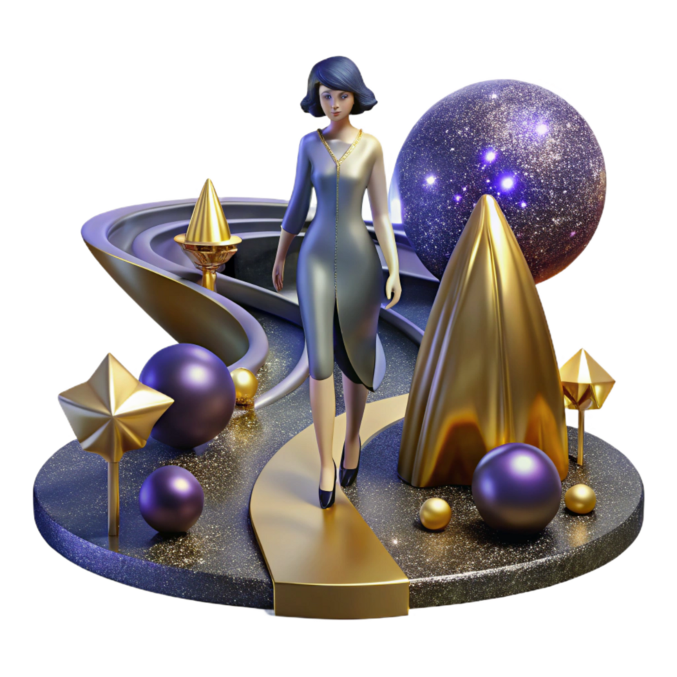 beautiful abstract Woman Standing at Crossroads Cutout authentic png