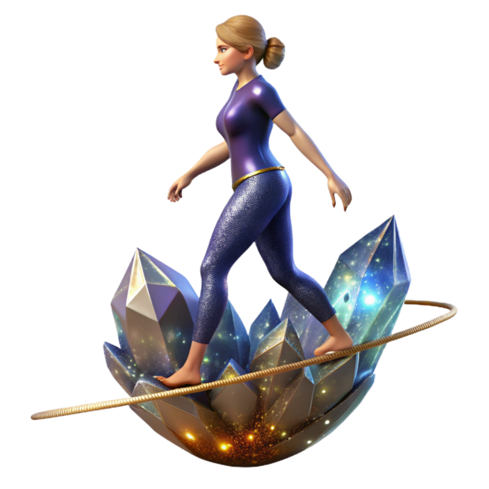 stunning artistic Woman Walking Tightrope Silhouette Side View Cutout high resolution png