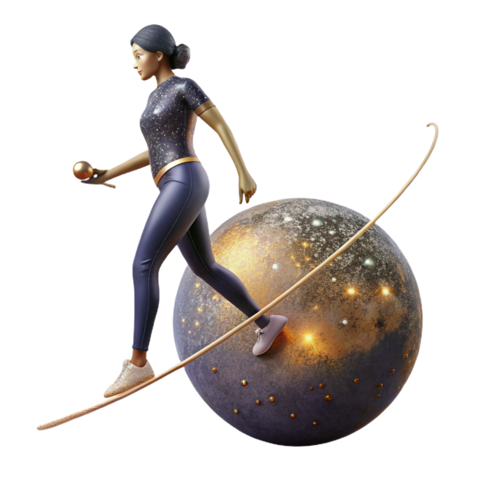 stunning rustic Woman Walking Tightrope Silhouette Side View Cutout original png