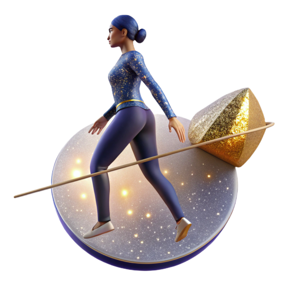 vibrant abstract Woman Walking Tightrope Silhouette Side View Cutout png