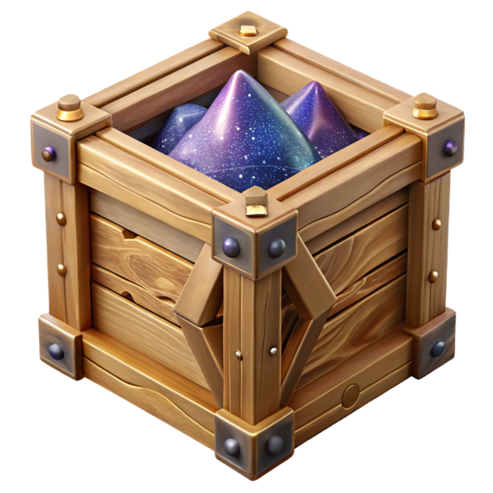 vibrant creative Wooden Crate Side Angle Cutout with Texture high quality png