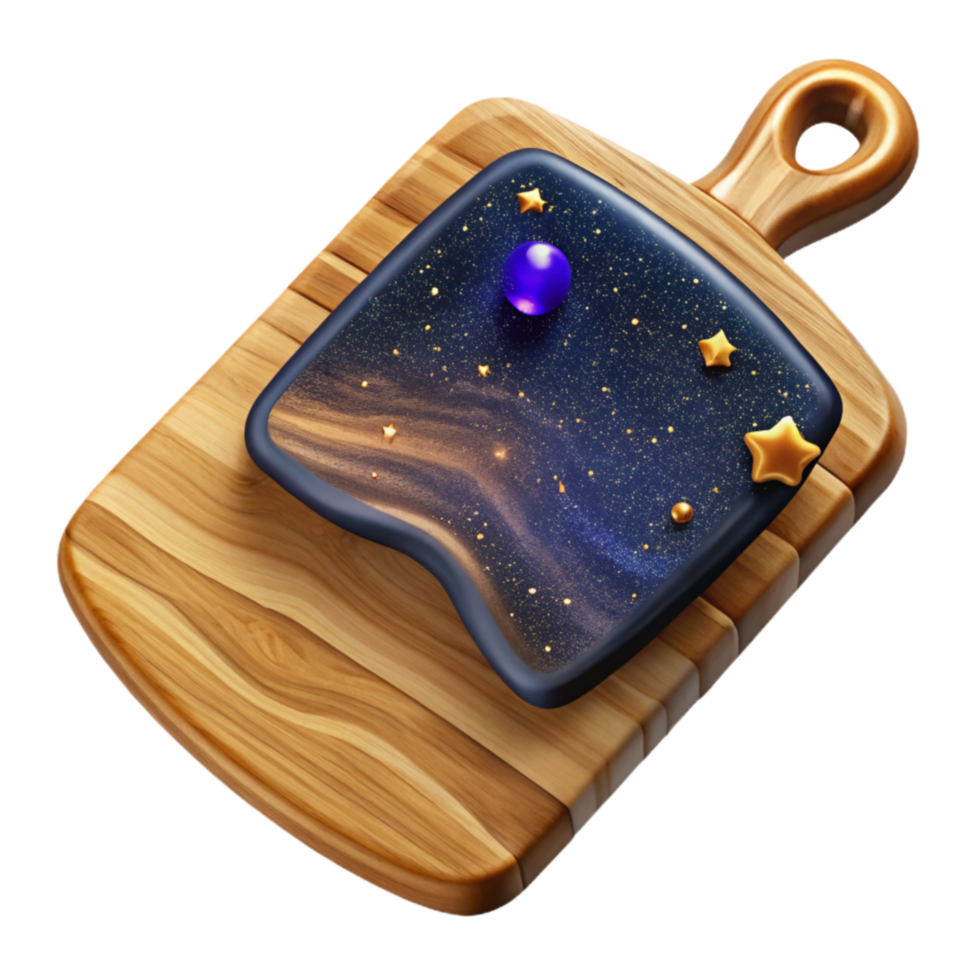 impressive modern Wooden Cutting Board Top View with Knife Marks png
